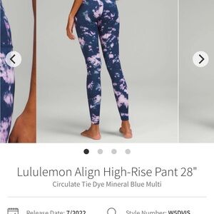 Lululemon Athletica Tie Dye Leggings in Blue and Pink